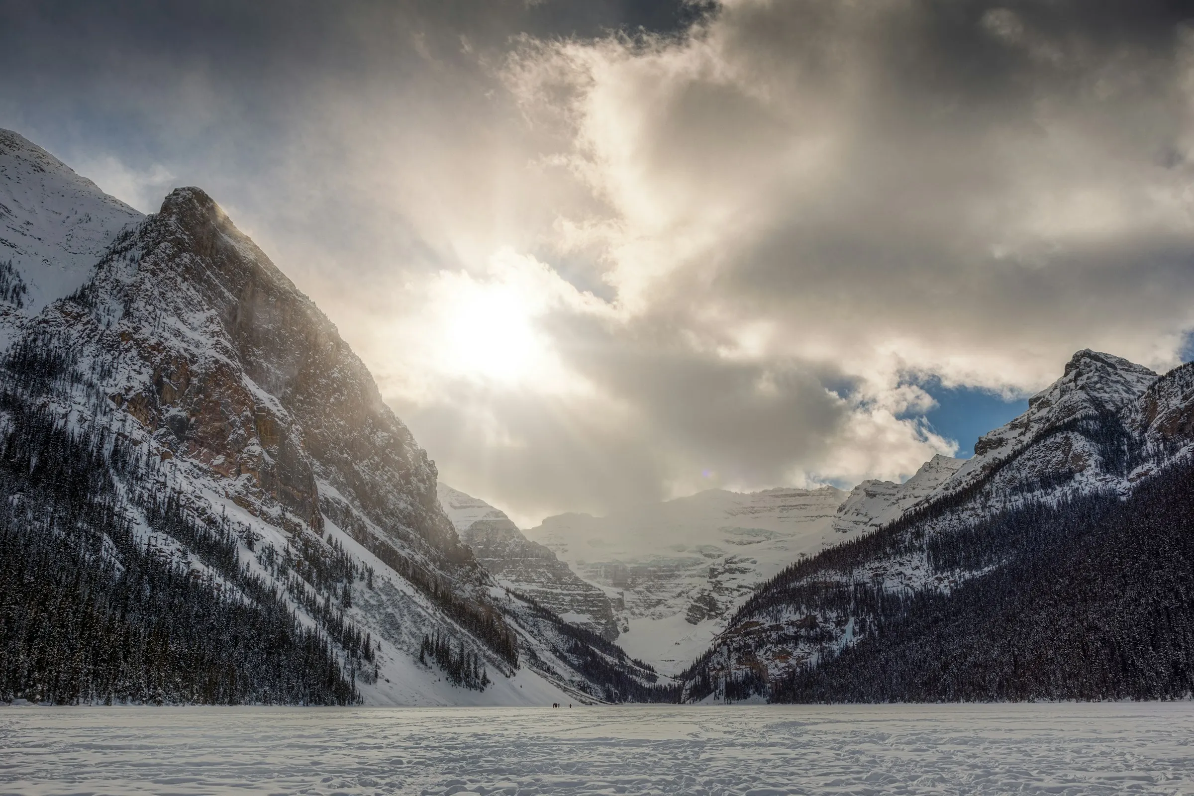 Snow-covered mountain range in daylight
